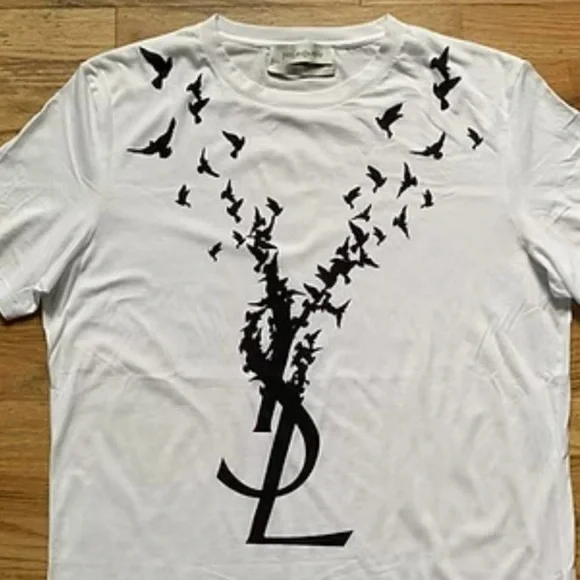 Yves Saint Laurent White and Black Graphic T-Shirt - Picture 6 of 6